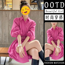 2025年春秋季新款韩版设计感洋气纯色连衣裙女时尚小众洋气裙子潮