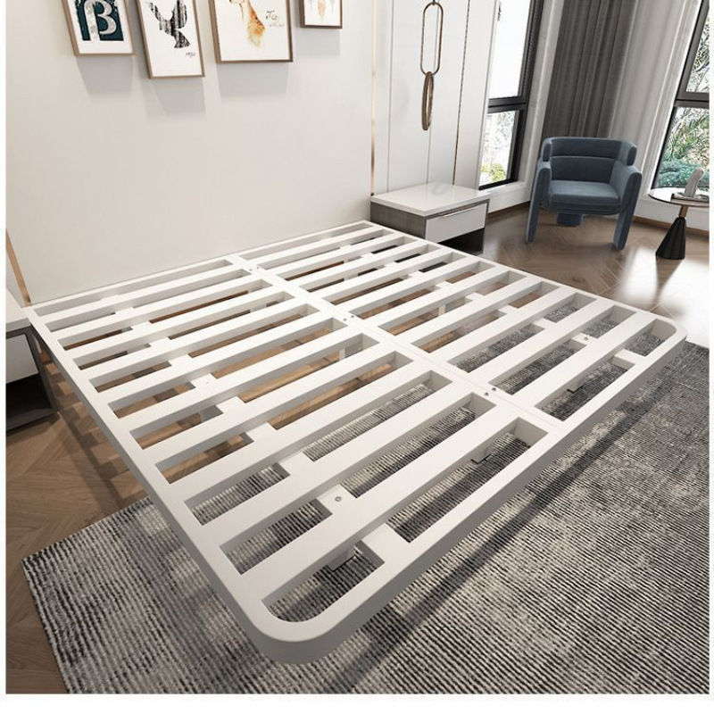 Trendy Minimalist Floating Bed 1.68m Italian Light Luxury Headboard-Less Bed Frame Double Iron Bed Apartment Iron Ao Yue