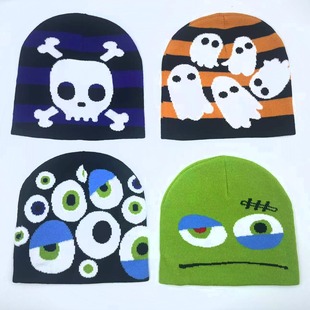Cross-Border Cartoon Knitted Hats European and American Fashionable Hip-Hop Hats for Men and Women Jacquard Warm Hats Pirate Cartoon Hats Trend