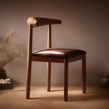 餐椅家用现代简约餐厅凳子快餐店椅子原木风餐厅靠背铁艺牛角椅