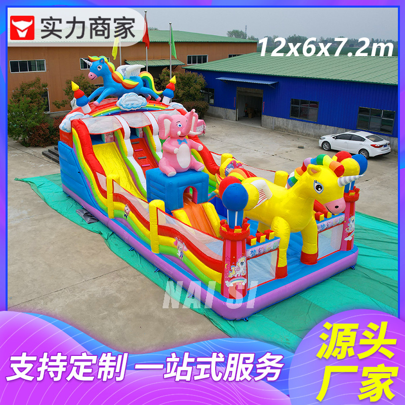 Plaza para niños al aire libre fábrica de trampolino infláble cama grande al aire libre castillo traviesos deslizante infláble castillo infláble