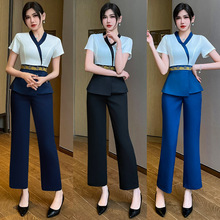 美容师技师工作服足疗店足浴沐足工衣遮肚显瘦气质套装女减龄1322