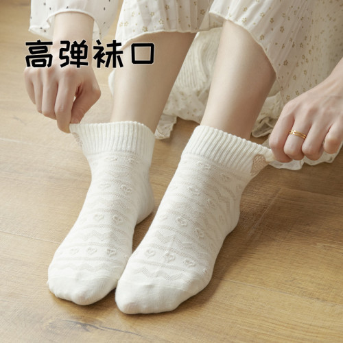 White boat socks for women, cotton women's socks, summer thin, cute, internet celebrity embroidery, pure cotton ins trendy socks for women wholesale