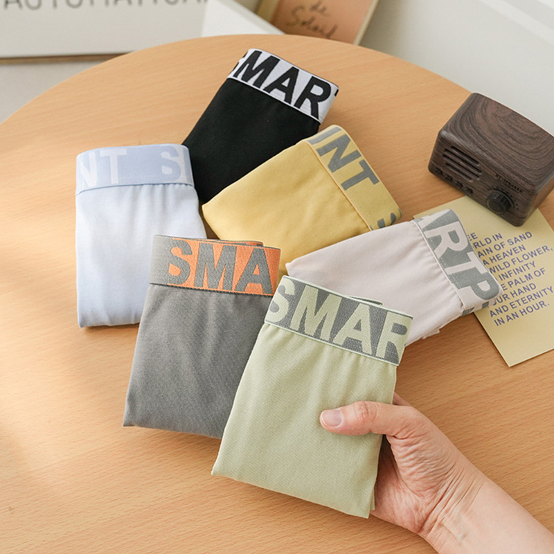 Calzoncillos bóxer de cintura media para hombre, shorts de cuatro esquinas, ropa interior juvenil para todas las estaciones, elegante, cómoda, deportiva, ropa interior masculina de puro algodón.