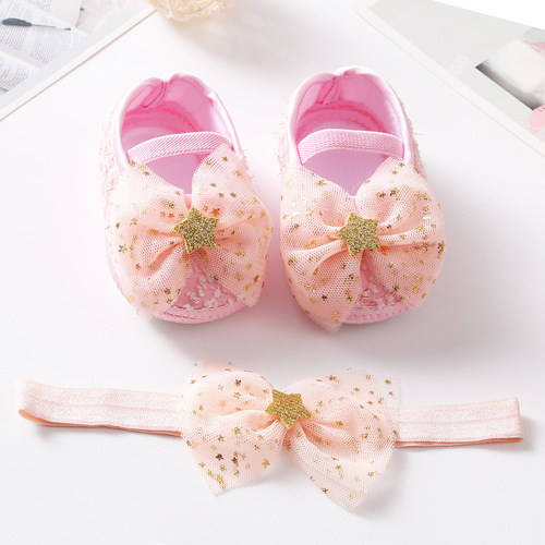 New baby shoes headband set European and American cute bow princess shoes 0-3-6-9-12 months baby shoes