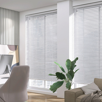 防水布百叶窗帘免打孔铝合金卷帘遮光办公室厨房卫生间拉珠升降帘|ru