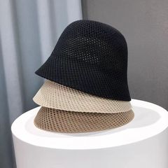 帽子の女性の漁師の帽子の春の夏の透かし彫りの薄い金の日よけの日よけのバケツの帽子の日本の顔の小さい盆の帽子