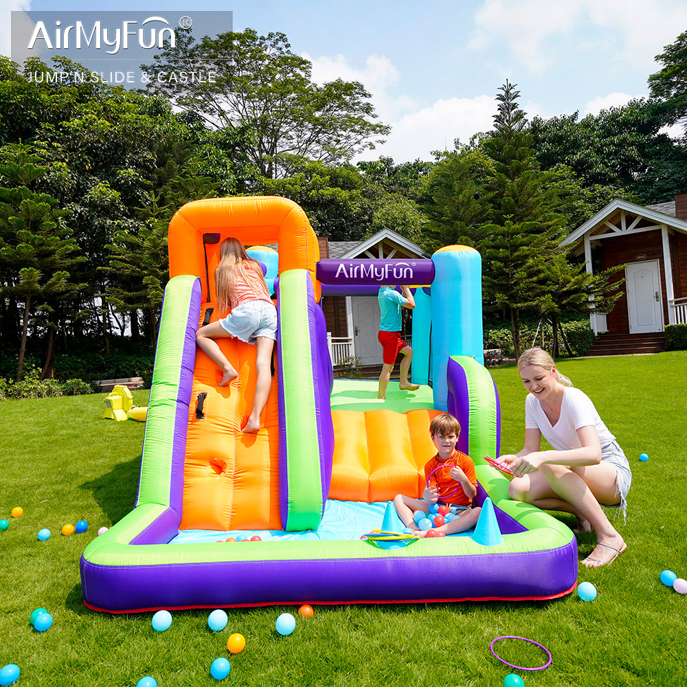 AMF | Pequeño castillo inflable cama de salto para niños cama de salto inflable piscina de olas casa castillo inflable para niños