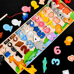 Children's Early Education Six-in-One Animal Number Board Matching Puzzle Calculation Shape Number Animal Brain-Teasing Building Blocks Puzzle