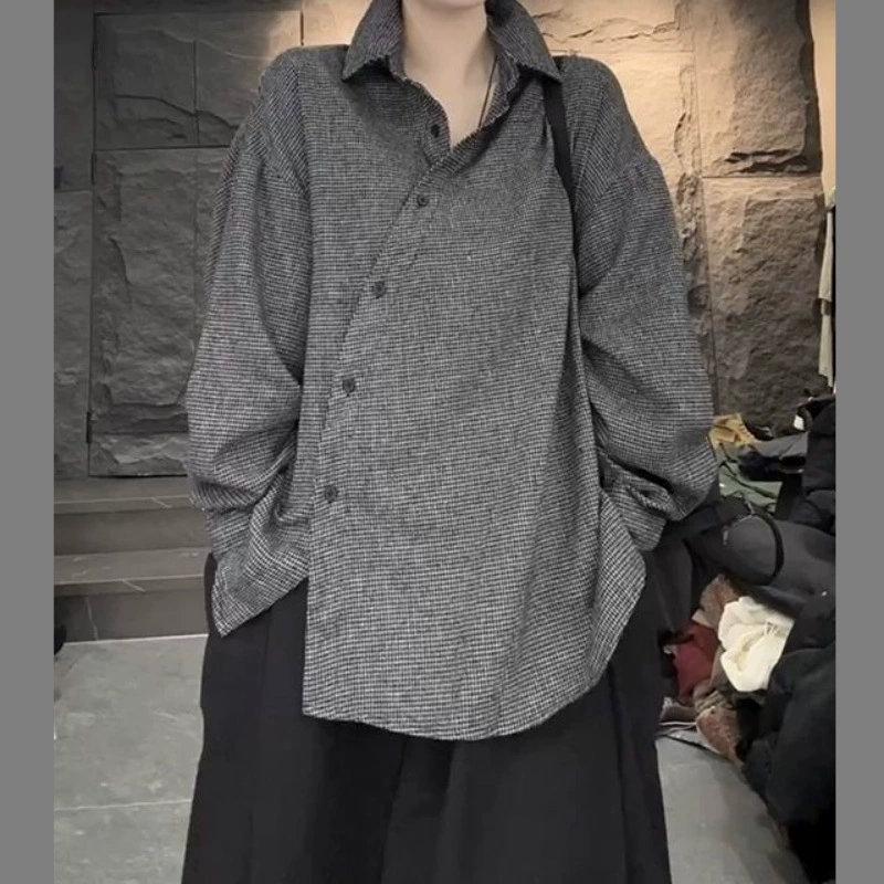 Длинная рубашка женская oversize, свободный крой, осенняя средней длины, европейский стиль