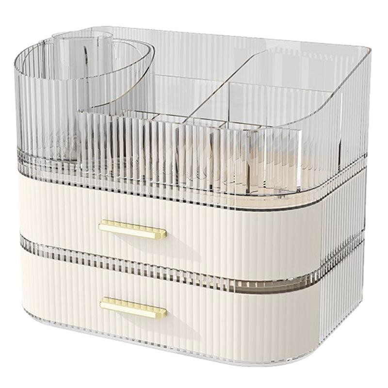 Caja de almacenamiento de cosméticos personalizada Caja de cosméticos de dormitorio doméstico grande transparente Caja de resumen de productos para el cuidado de la piel de escritorio multifuncional