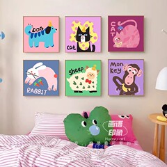 趣味のドーパミン小動物掛け絵ins寝室の子供の部屋の壁には壁画が飾られています。
