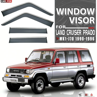Suitable for Toyota Land Cruiser Prado Window Visor (Rain shield) - standard-packing-without-logo-prado-fj70-mk1-j70-1990-1996-pc-with-bright-strip-rain-shield