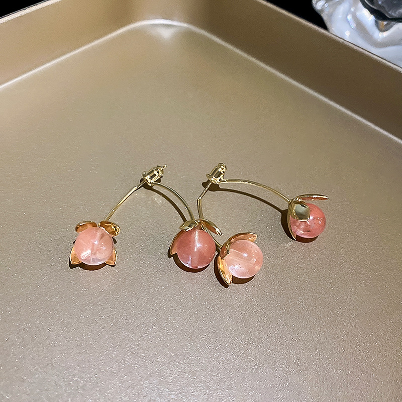 1 Pair Sweet Cherry Alloy Inlay Natural Stone Womenu0027S Drop Earrings