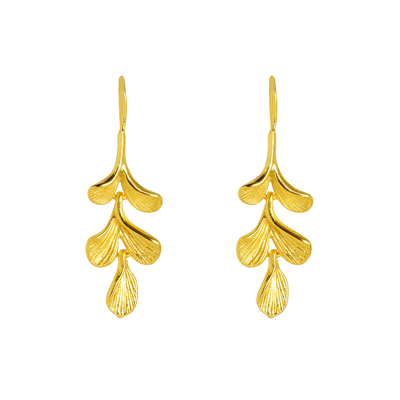 Arena oro ginkgo hoja pendientes aleación de cobre popular estilo simple hoja pendientes niñas accesorios frescos poco Libro Rojo mismo estilo