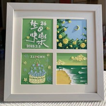 生日礼物油画棒diy画九四宫格材料包送男女朋友闺蜜手工礼物成品