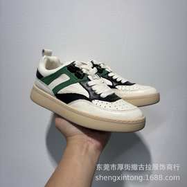 出口大牌外贸原单新款真皮运动休闲鞋雕花牛皮圆头舒适小白鞋板鞋