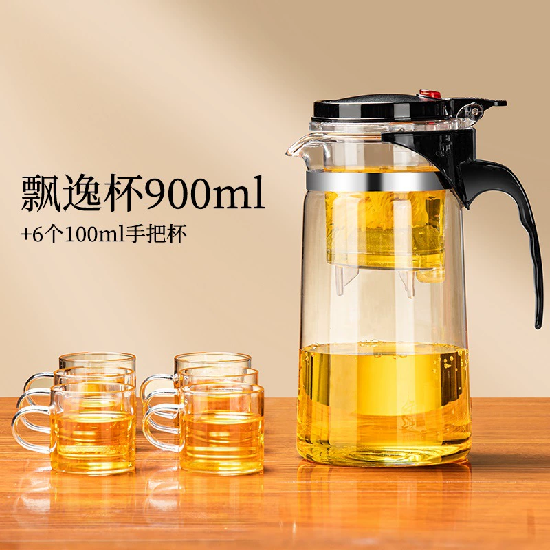 Glass teapot, plastic tea cup for home use