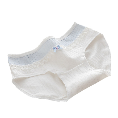 Pure Desire Blue Lady's Underwear Sweet and Cute Bear Teenage Short Shorts Mid-Thigh Hip-Hugging Triangle Pajamas 100% Cotton Mid-Thigh