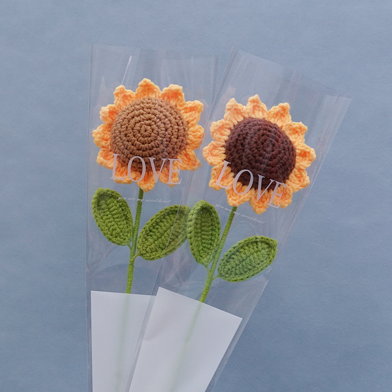 Terminado cara sonriente girasol tejido a mano flor eterna ramo artificial Día del Maestro Día del Niño regalo puesto en el mercado nocturno