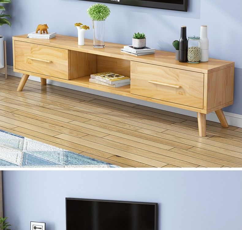 Solid Wood Coffee Table Tv Cabinet Combination Light Luxury Modern Simple Living Room Small Apartment Home Bedroom Simple Tv Cabinet