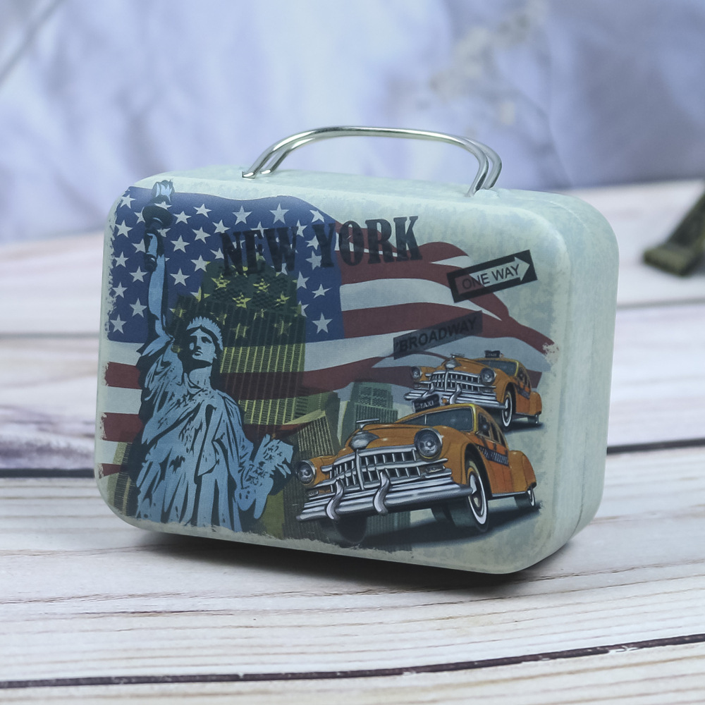 Retro maleta mini maleta caja de hierro caja de dulces monedero caja de monedas de regalo creativo caja de metal caja de embalaje