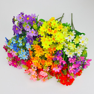Artificial Flowers 28 Heads Small Daisies, Orchids, Artificial Fake Garden Forest Home Decoration Silk Flowers Outdoor Engineering Small Wild Chrysanthemums