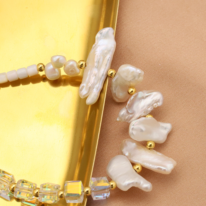 Perlas naturales de agua dulce barroco pulsera nicho perlas de pipa trenzada temperamento de alta sensación pulsera mayorista transfronteriza mujer