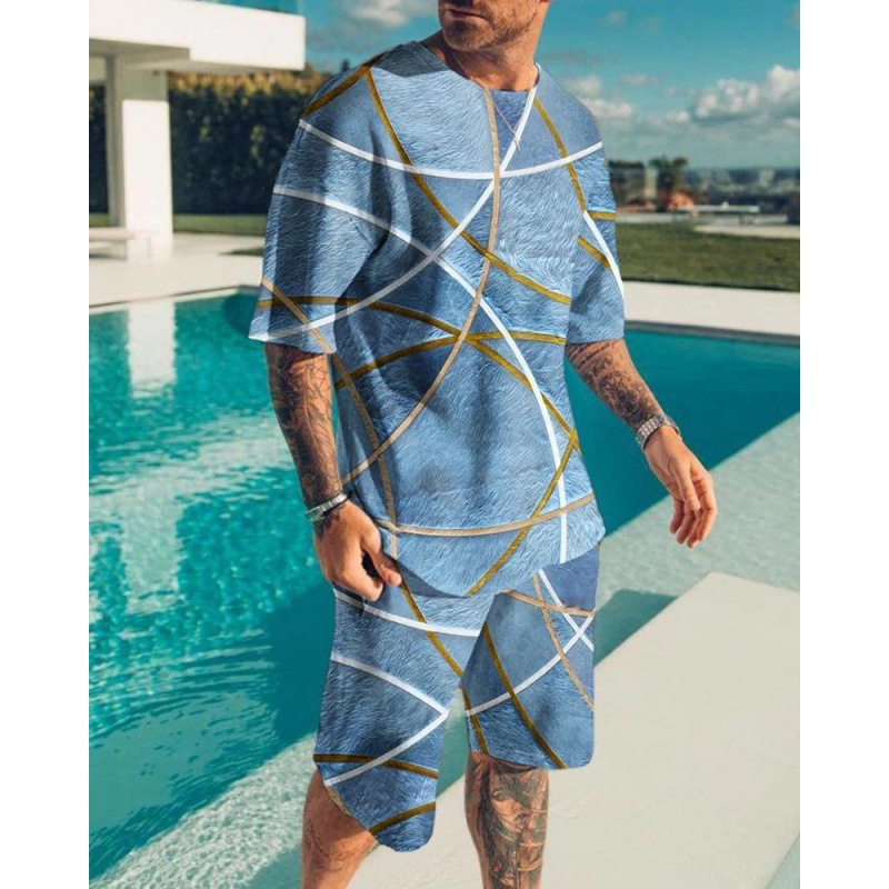 Suit de camiseta de hombre de estilo deportivo impresión digital impresión de ropa de trabajo Aliexpress suministro de mano 3D manga corta