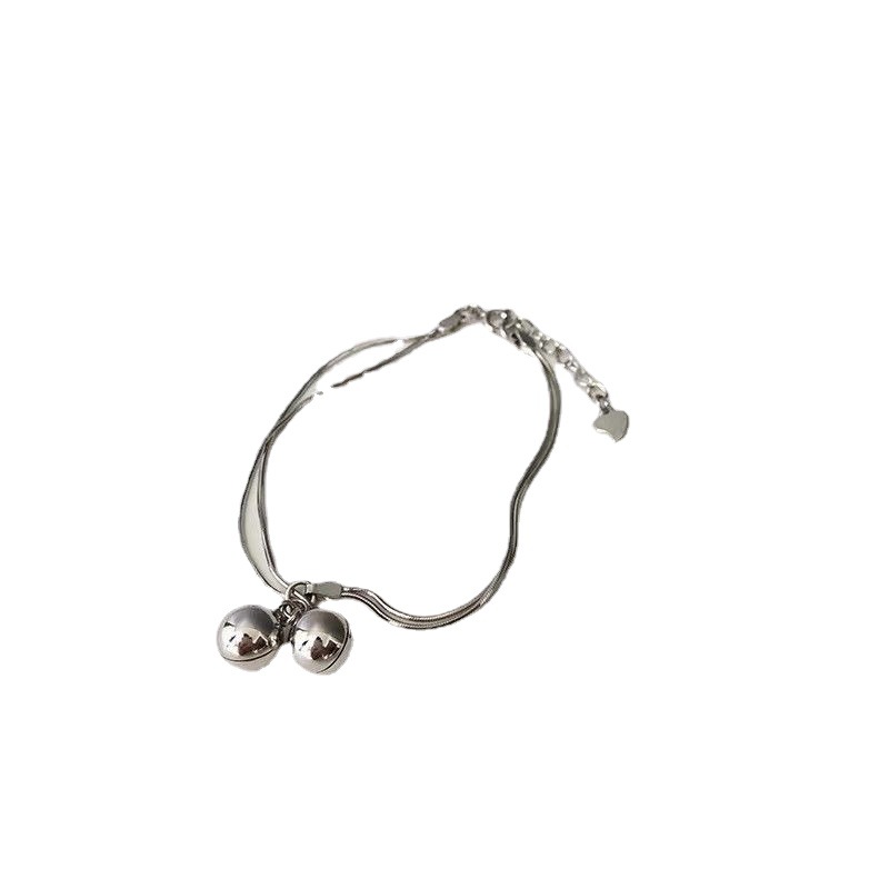 Pulsera de campana de doble capa femenina ins estudiante estilo coreano retro simple sin desvanecimiento Sentido de alto grado novias Net rojo estilo Harajuku