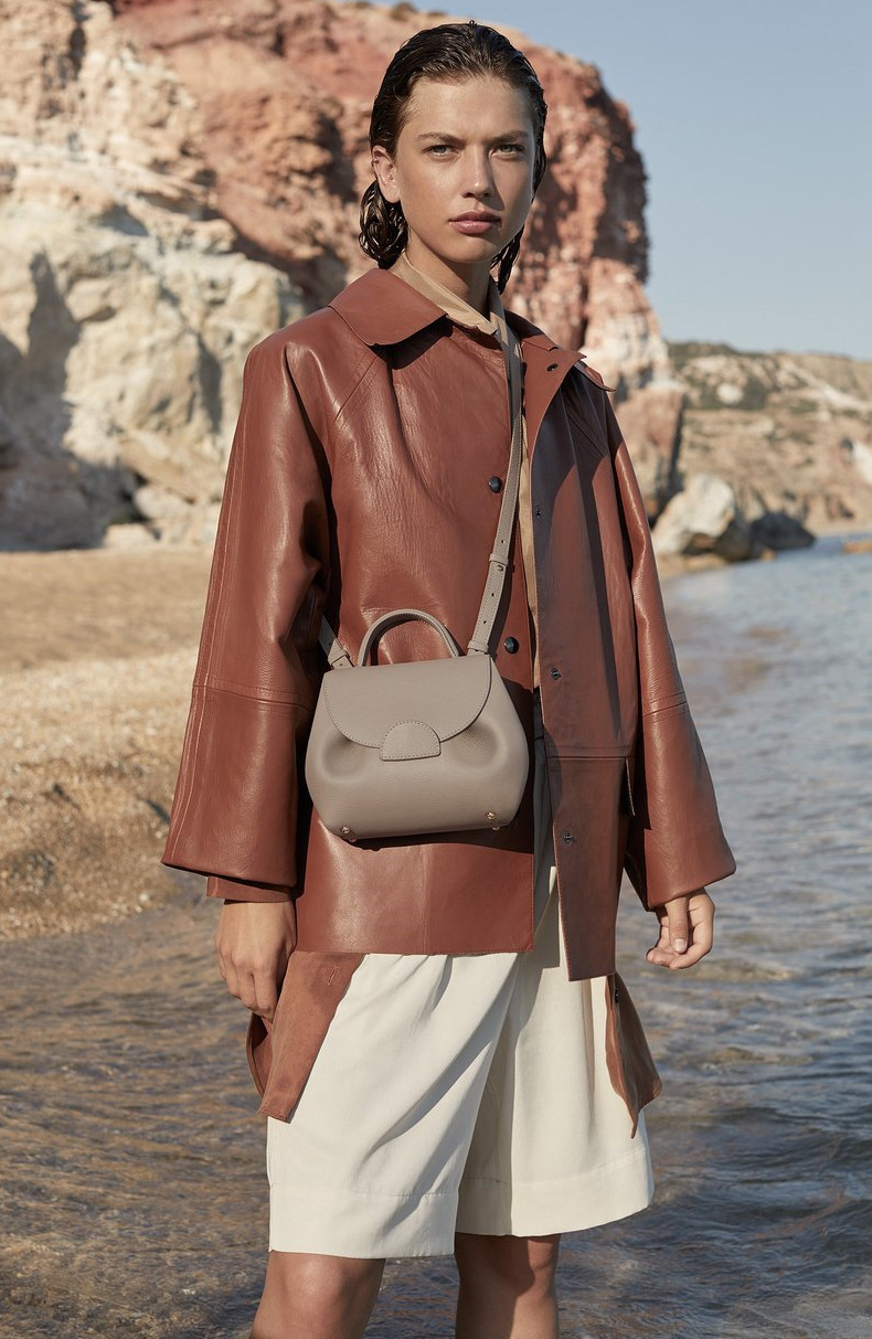 Single Shoulder Strap Strap Type Shoulder Bag Bags Type Women's Small Genuine Leather Solid Color Elegant Streetwear Square Magnetic Buckle Shoulder Bag