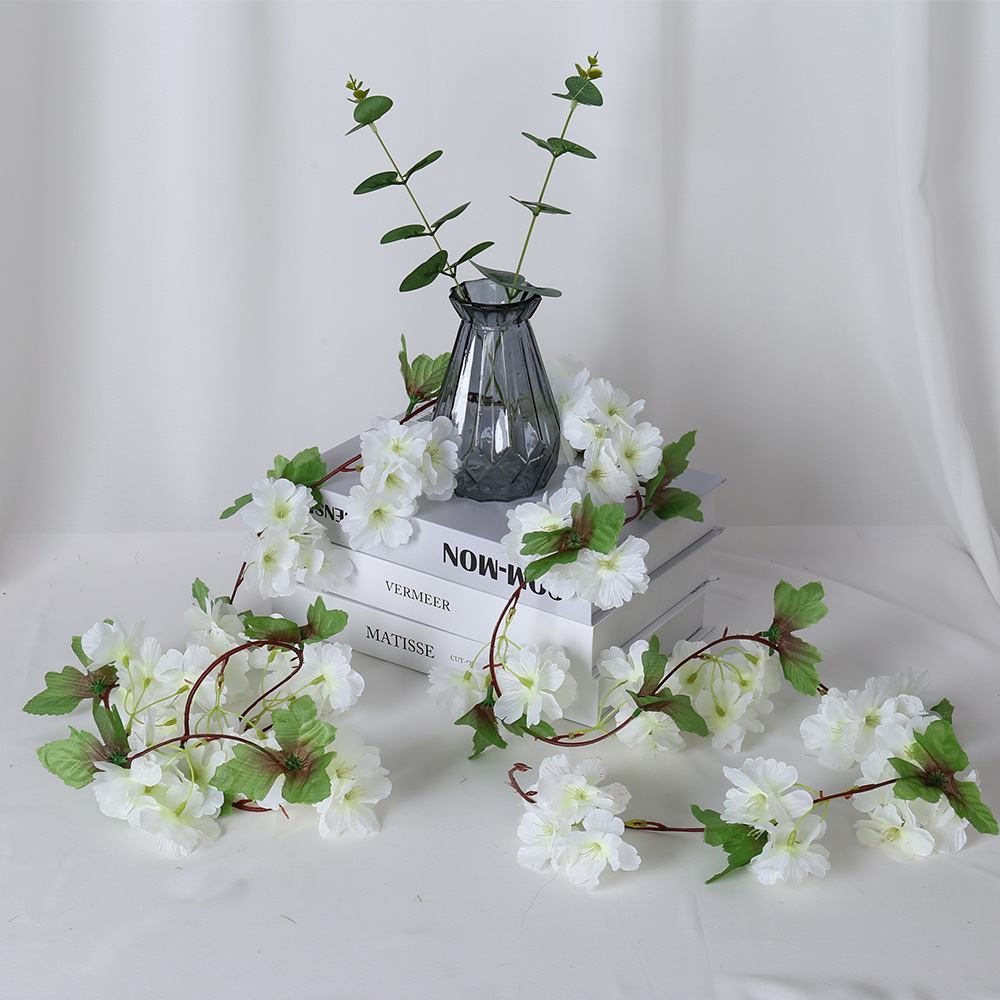 18 diadema hoja flor de cerezo ratán flor artificial boda hogar tubería techo barandilla decoración pétalos accesorios flor de seda