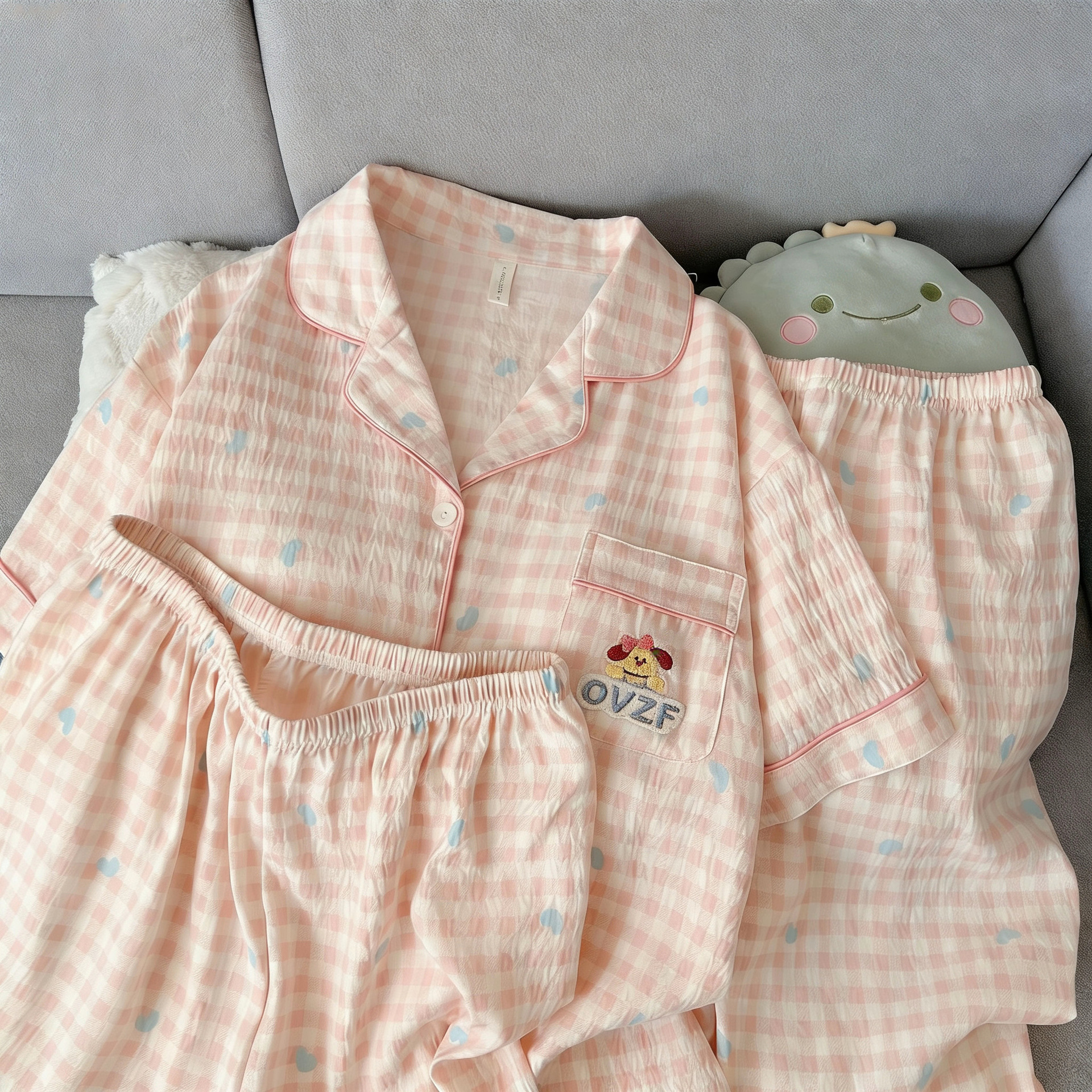120G nubes de algodón pijama de manga corta tres piezas set ropa para el hogar sudeste asiático TK pedidos de comercio exterior transfronterizo entidad mayorista