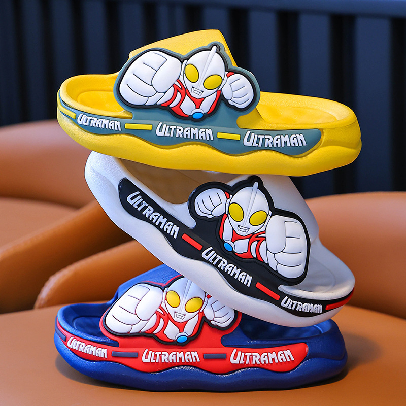 Children's Summer Slippers Ultraman Boy Cartoon Cute Non-slip Indoor Bathing Soft Sole Slippers Baby Slippers