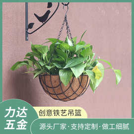 铁艺半球椰棕悬挂花篮室外阳台墙面壁挂装饰花桶花盆庭院悬挂花篮