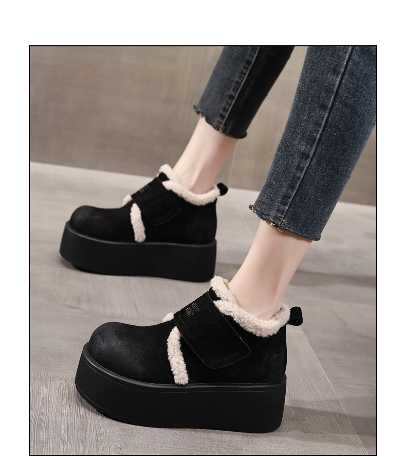 Giày boot nữ cổ cao tăng chiều cao đế dày lót nhung giữ ấm mùa đông — Màu đen chi tiết 18