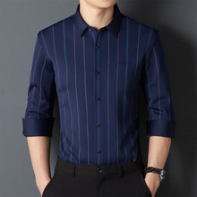 高档货男士衬衣秋冬季新款无痕保暖衬衫男加绒加厚长袖爸爸冬衣服