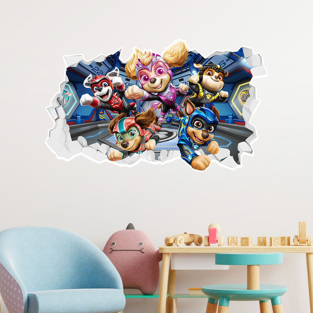 Amazon New Wangwang Kindergarten Wall Decoration Wall Decoration Self-adhesive Cartoon Broken Wall Children's Wall Stickers Wallpaper