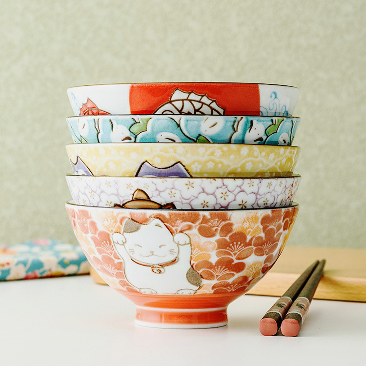 Imported from Japan, Mino-yaki animal Shiba Inu rice bowl set, mascot style non-scalding tall bowl, gift porcelain