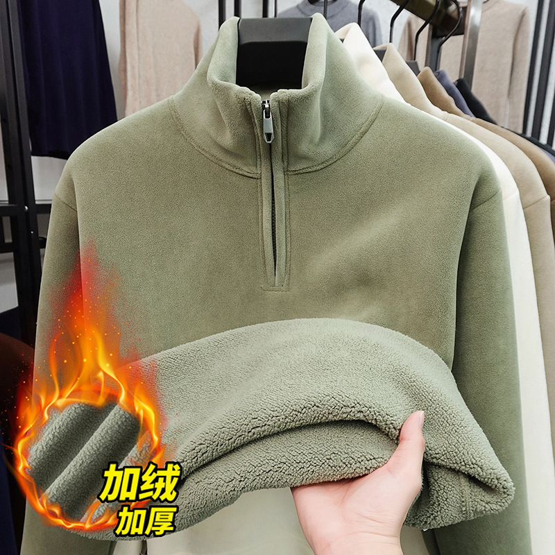 Super thick alpaca wool, one piece is as warm as two. Popular men's fleece-lined knitted sweater