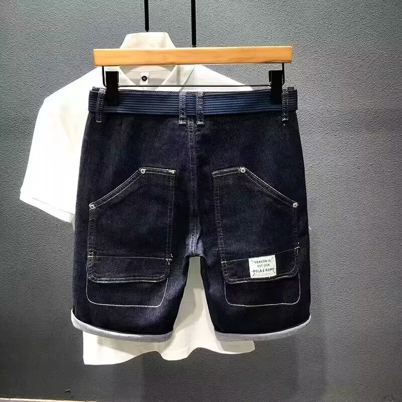 Washed Workwear Denim Shorts Men's Summer Thin Mid-Pants American Street Versatile Loose Straight Sports Pants
