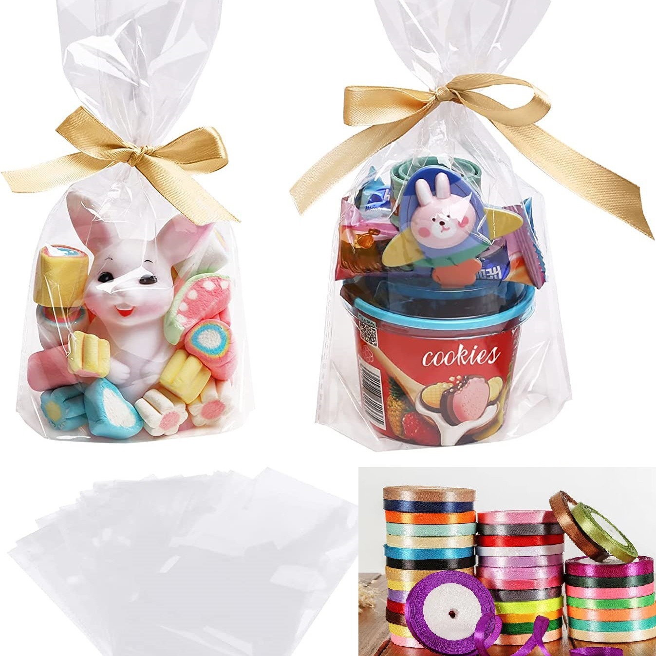 透明大提琴玻璃纸袋派对礼品袋饼干糖果甜点零食袋OPP平口袋100个