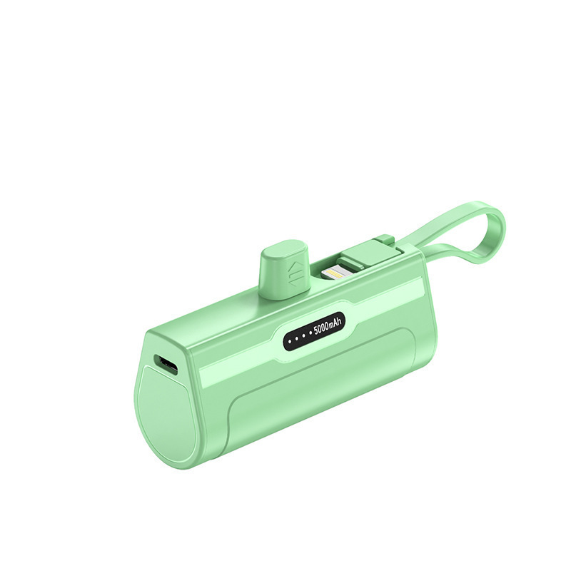 クロスボーダーミニカプセルパワーバンクにはケーブルが付属しています 5000 mAh ポータブルギフトロゴプリントポケットパワーバンク|undefined