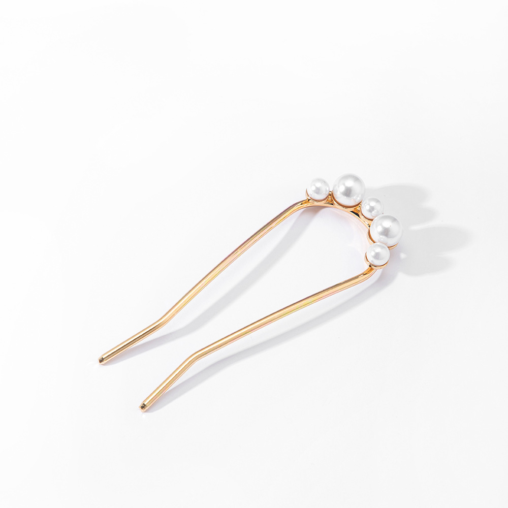 Horquillas de pelo vintage de estilo europeo y americano, elegantes y sofisticadas horquillas de perlas en forma de U para mujer.