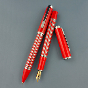 Factory Red Metal Ballpoint Pen glue Logo craft pen silver carving three-dimensional line Big pointed two-color gift pen