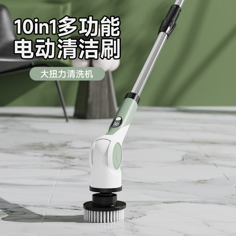 Electric Cleaning Brush with Multiple Brush Heads for Kitchen, Bathroom, Household Cleaning, Toilet Brush, Rotating Mop, Multi-Functional Storage