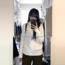 深秋初冬穿搭半拉链白色麻花针织衫女秋冬高领慵懒风宽松软糯毛衣