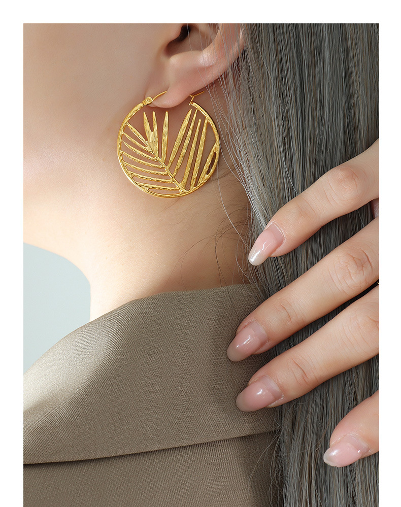 18K Gold Plated Plating Material Earrings Classification PVD Coated Real Gold Plated 18K Gold Bamboo 304 Stainless Steel Fashion Waterproof Non Tarnish Earrings