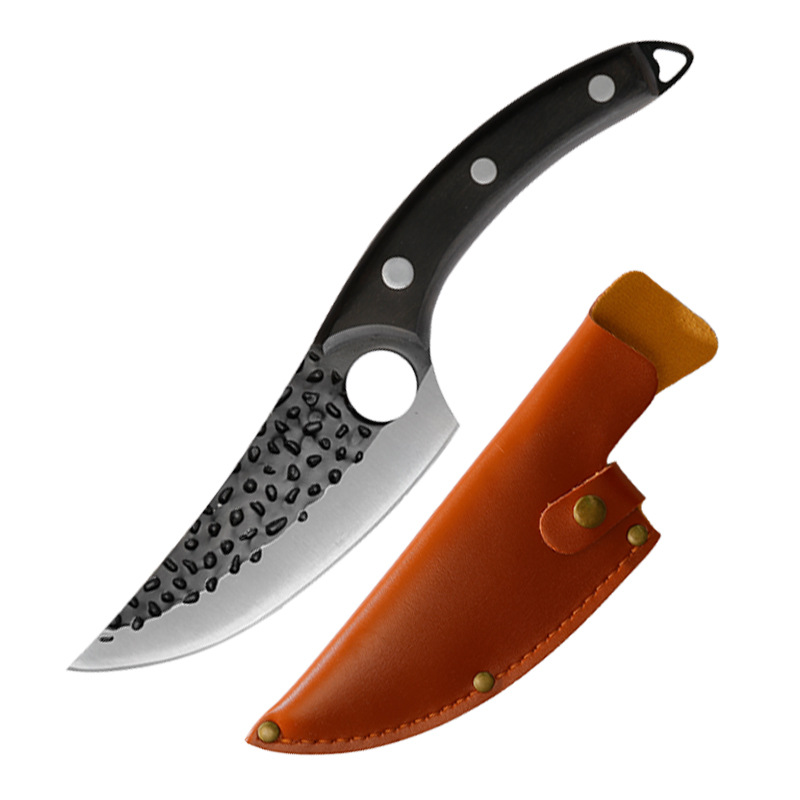 Color negro Mango de madera machete + pu Funda de cuero