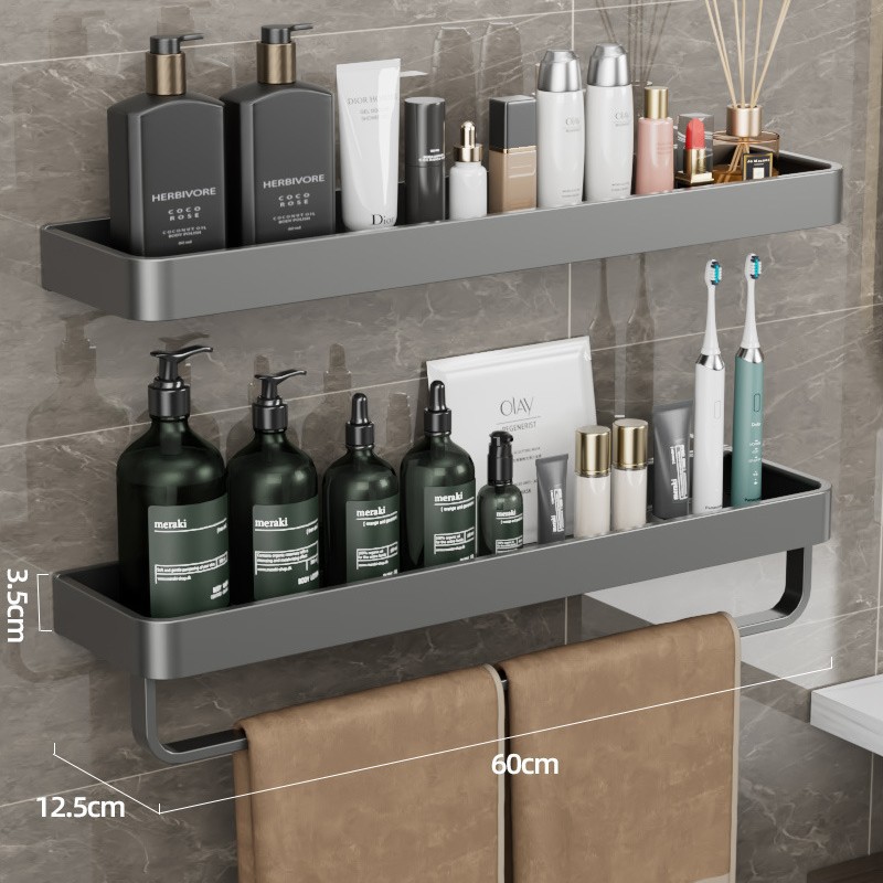 Pistola de baño gris triángulo almacenamiento rack montado en la pared de ponche-libre baño Baño lavabo esquina almacenamiento